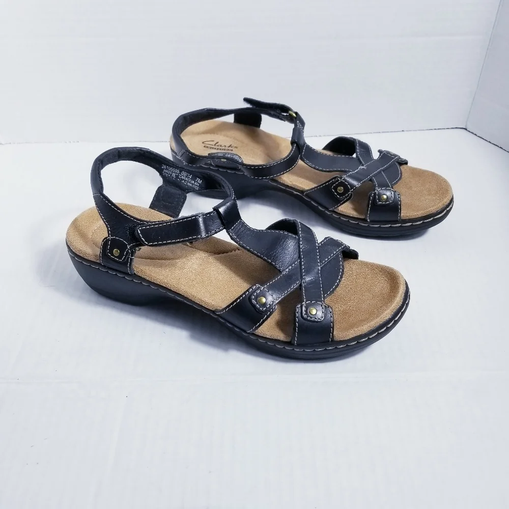CLARK WOMEN'S DARK BROWN VELCRO SANDALS SIZE 7